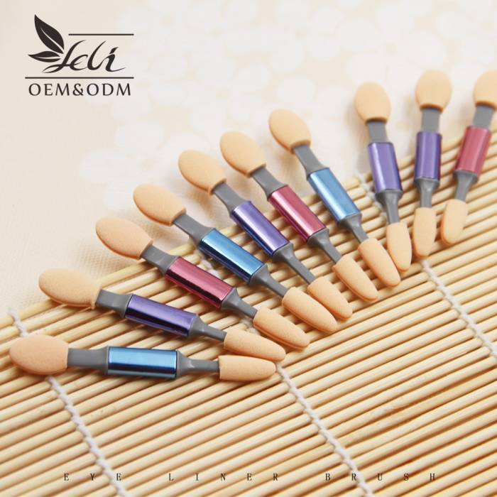 Hot selling makeup tools 6pcs double ended eyebrow applicators plastic handle eye shadow sponge applicators brush