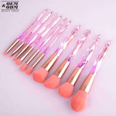 Hot selling Bulk Crystal Diamond Makeup Brush Set 10pcs Multiple Color Make Tool Cosmetic Tools